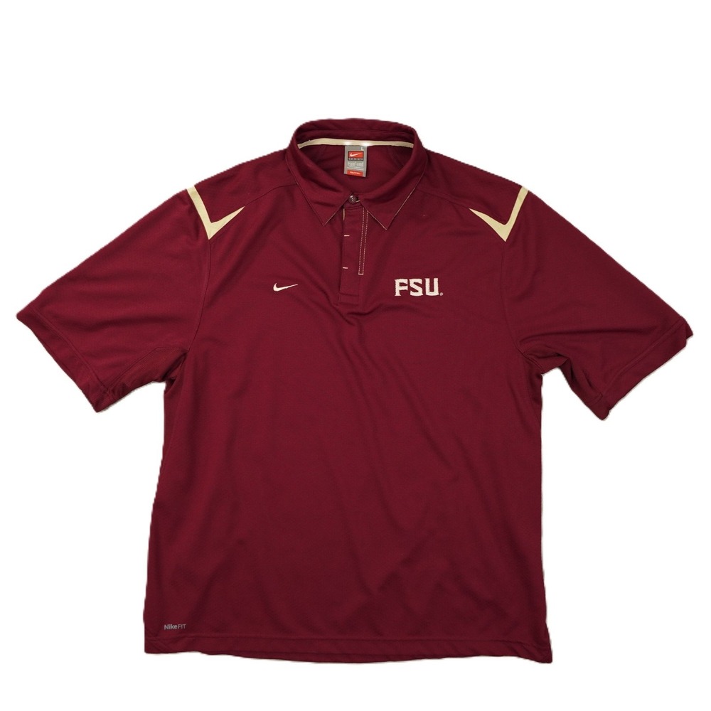Nike Vintage Y2K Florida State Polo Shirt Men's Large Fit Dry Burgundy Seminoles